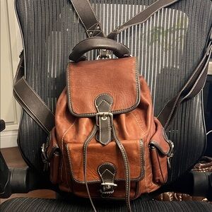 Real Italian Leather Brown Backpack